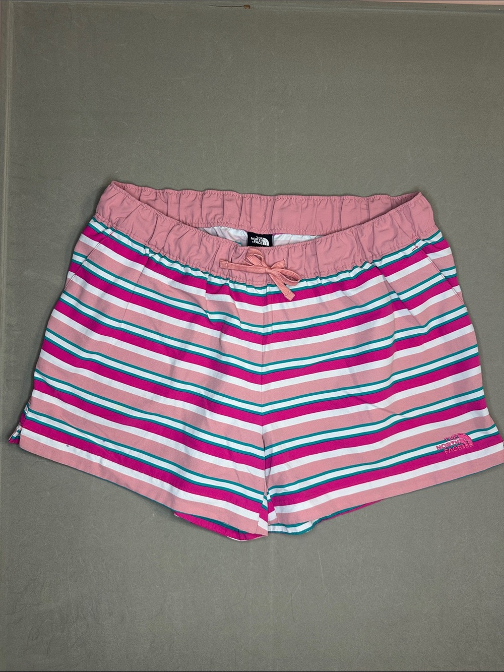 The North Face women FLASHDRY Pink Striped Shorts - L